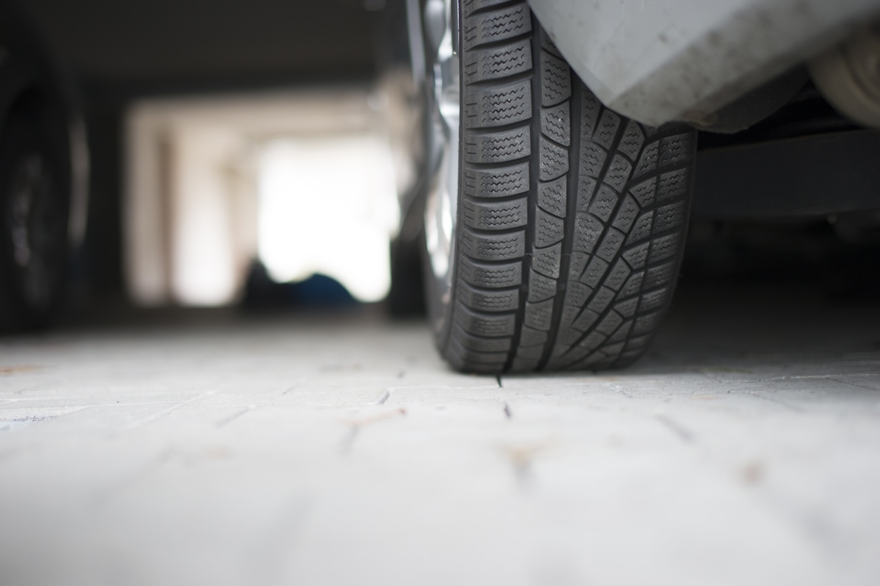close up of car parked in storage facility